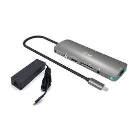 I-Tec USB-C Metal Nano Dock 1x HDMI 4K, 1x SD + MicroSD, 1x Gigabit Ethernet, 1x Audio, 3x USB 3.0, 1x USB-C PD+Cargador 100W