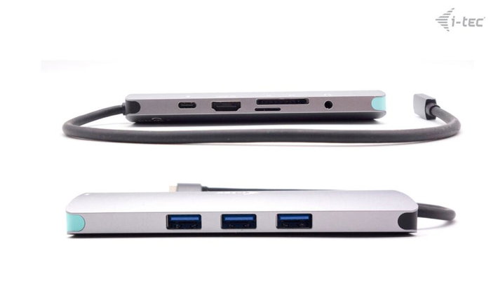 I-Tec USB-C Metal Nano Dock 1x HDMI 4K, 1x SD + MicroSD, 1x Gigabit Ethernet, 1x Audio, 3x USB 3.0, 1x USB-C PD+Cargador 100W
