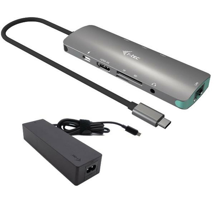 I-tec Metal Nano Dock USB-C HDMI 4K con Cargador 100W Gris