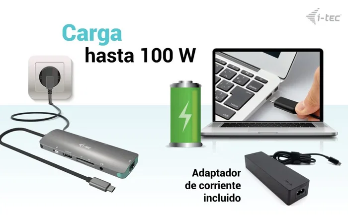 I-tec usb c metal nano dock 1xhdmi 4k 1xsd + 1xmicrosd kartenleser 1xglan 1xaudio 3x usb 3.0 port 1x usb-c pd + charger 100w I-tec usb c metal nano dock 1xhdmi 4k 1xsd + 1xmicrosd kartenleser 1xglan 1xaudio 3x usb 3.0 port 1x usb-c pd + charger 100w