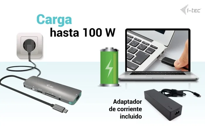 I-TEC Metal Nano Docking Station 4K HDMI LAN con Cargador 100W