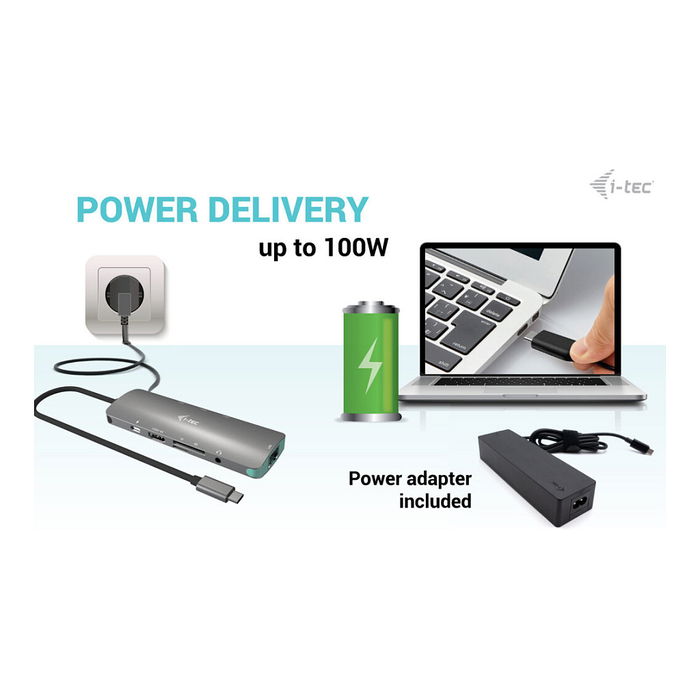 I-TEC USB-C Metal Nano Docking Station 4K HDMI LAN con Power Delivery 100W Gris
