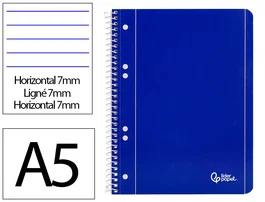 Liderpapel Cuaderno Espiral Serie Micro A5 Azul Tapa Blanda 80 Hojas