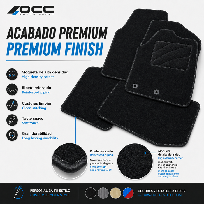 OCC Design Alfombrillas de Goma a Medida para FIAT PANDA (2016-Presente) 5 Piezas