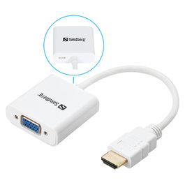 SANDBERG Adaptador HDMI a VGA ST-BU Blanco