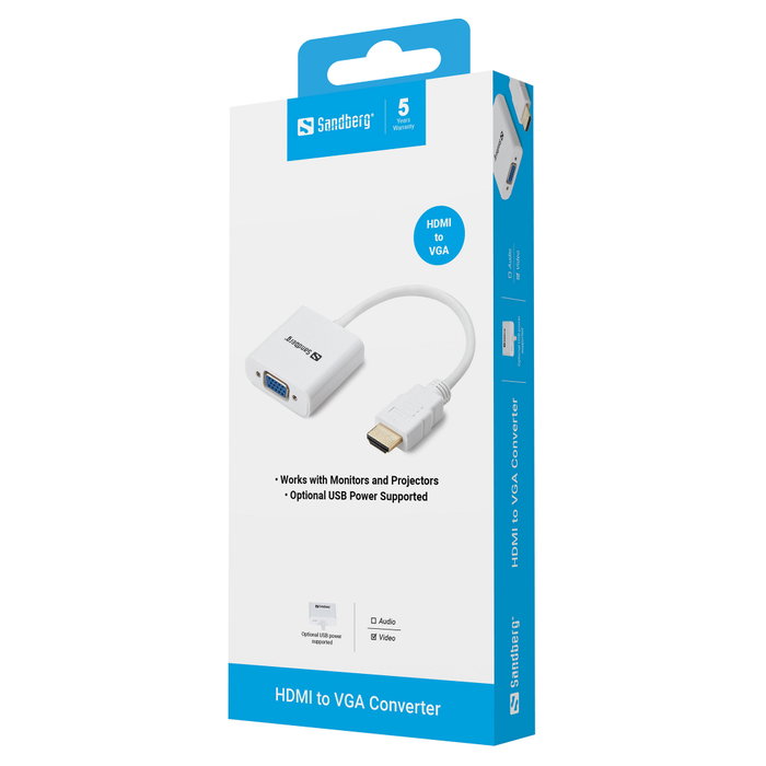 Sandberg Adaptador HDMI a VGA Blanco