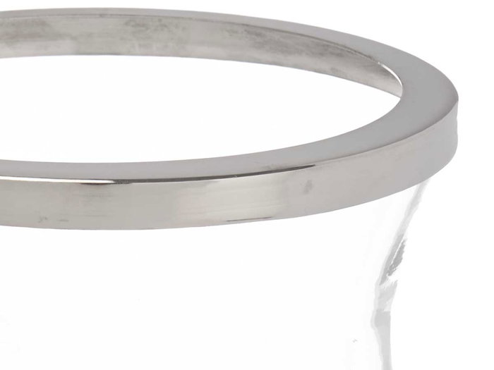 Giftdecor Portavela Copa Abombada Plateada Cristal y Acero 15.5 cm Ancho x 25.5 cm Alto x 15.5 cm Largo (Set de 6)