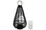 DKD Home Decor Portavela Colonial Negro Metal y Ratán 28 x 50 x 28 cm