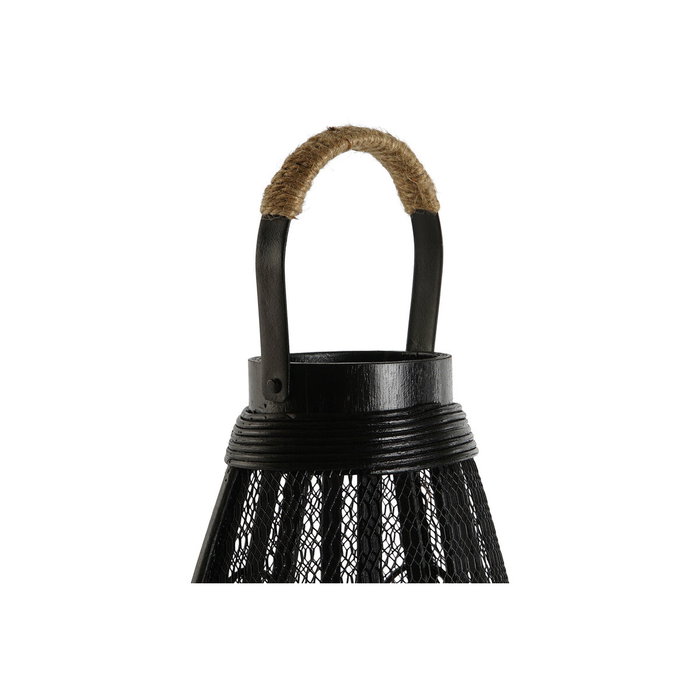 DKD Home Decor Portavelas de Metal y Ratán Negro 28x28x50 cm DKD Home Decor Portavelas de Metal y Ratán Negro 28x28x50 cm