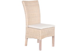 DKD Home Decor Silla de Mimbre y Mango con Cojín Blanco