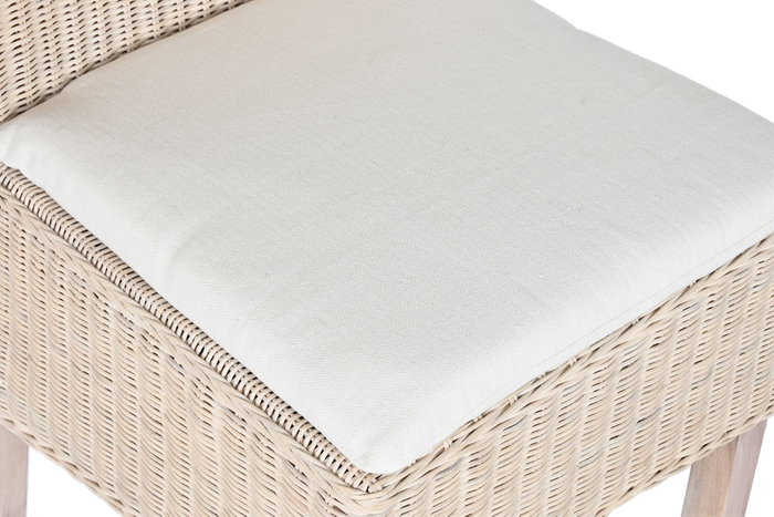 DKD Home Decor Silla de Mimbre y Mango con Cojín Blanco