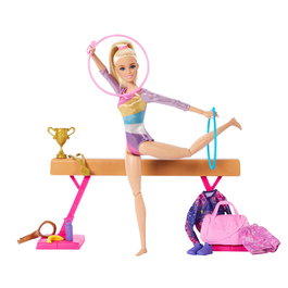 Barbie Tú Puedes Ser Gimnasta Rubia Muñeca con Mecanismo de Clip y Accesorios HRG52