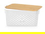 Kinvara Caja Multiusos Perforada Tapa Bambu Blanca 26x17.5x12.5 cm (Set de 8)