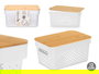 Kinvara Caja Multiusos Perforada Tapa Bambu Blanca 26x17.5x12.5 cm (Set de 8)