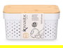 Kinvara Caja Multiusos Perforada Tapa Bambu Blanca 26x17.5x12.5 cm (Set de 8)