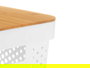 Kinvara Caja Multiusos Perforada Tapa Bambu Blanca 26x17.5x12.5 cm (Set de 8)