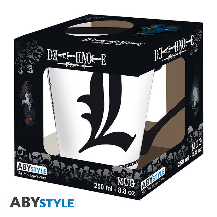 ABYstyle Taza Death Note - Licencia Oficial, Personaje L, 250 ml, Cerámica, apta microondas y lavavajillas, Caja ventana