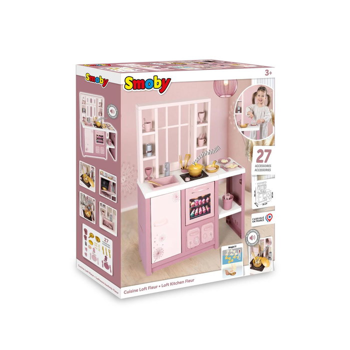 Smoby Loft Fleur Toy Kitchen Blanco / Rosa Smoby Loft Fleur Toy Kitchen Blanco / Rosa
