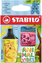 STABILO BOSS MINI ANIMAL VIBES Estuche de 3 Marcadores Fluorescentes