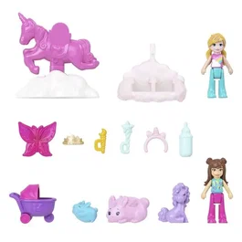 Polly Pocket Set de Juego de Conejo 2 en 1 JFT88 con 2 Figuras y 12 Accesorios