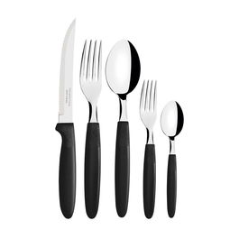 Tramontina Cubiertería 30 Piezas Negro Acero Inoxidable Mango Polipropileno