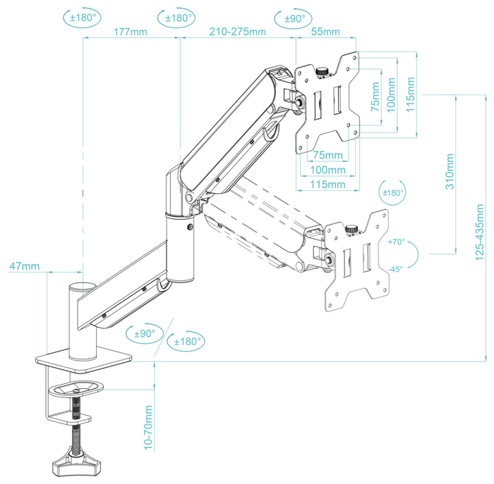 Tooq Soporte de Mesa para Monitor DB1340TNR-B 13-34'' Negro