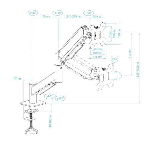 Tooq Soporte de Mesa para Monitor DB1340TNR-B 13-34 pulgadas