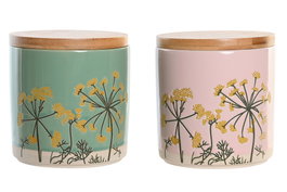 DKD Home Decor Botes de Gres y Bambú Floral Perfume Loving