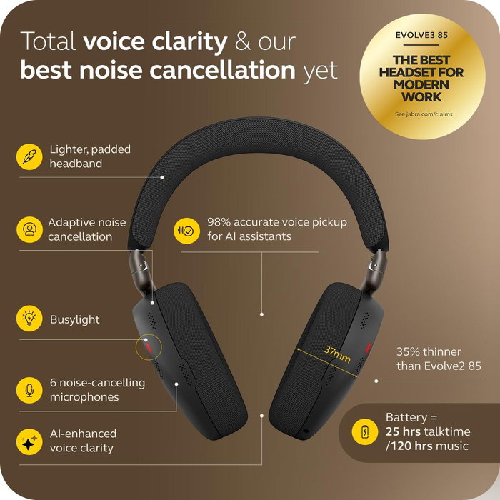 Jabra Evolve3 85 UC con Link 390c Negro