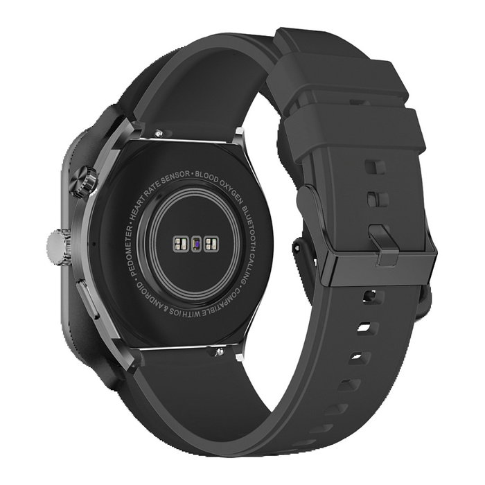 bea-fon Smartwatch 401 con AMOLED y GPS, Monitor de Frecuencia Cardíaca y Oxígeno, Bluetooth 5.3, Silicona Negro-Plata, IP67, 7 Días Batería