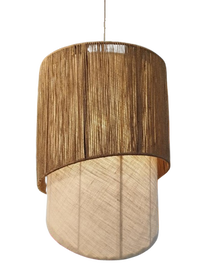 DKD Home Decor Lámpara de Techo de Yute y Metal Natural Marrón y Crudo 40x40x51 cm