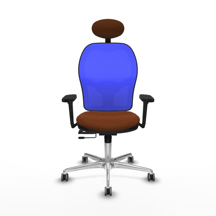 PIQUERAS Y CRESPO Silla de oficina Jorquera con mecanismo Sincro/Traslack, Marrón y Azul