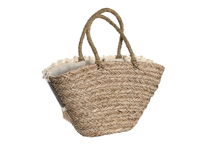 DKD Home Decor Bolso de Seagrass y Poliéster con Conchas