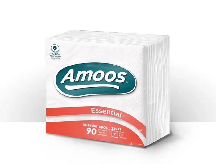 Amoos Servilletas de celulosa blancas 33x33 cm 2 capas paquete de 90 unidades