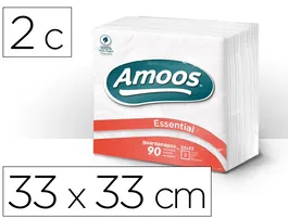 Amoos Servilletas de celulosa blancas 33x33 cm 2 capas paquete de 90 unidades