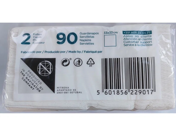 Amoos Servilleta de Papel Essential 33x33 cm, 2 Capas, Blanco, 90 Unidades Amoos Servilleta de Papel Essential 33x33 cm, 2 Capas, Blanco, 90 Unidades