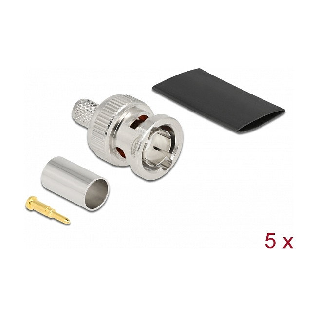 DeLOCK Kit de 5 conectores BNC de 75 ohmios para crimpar RG59 con tubo termorretráctil DeLOCK Kit de 5 conectores BNC de 75 ohmios para crimpar RG59 con tubo termorretráctil