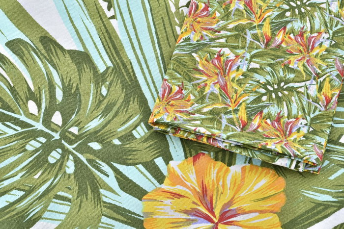 DKD Home Decor Delantal Tropical 80x60x0.1 cm Set de 2 Multicolor Blanco