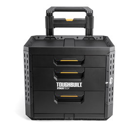 Toughbuilt Caja de Herramientas StackTech con 3 Cajones, Ruedas Todoterreno de 22 cm y Cierre Automático, 53 x 40.5 x 47.7 cm, Capacidad 113 kg, Incluye 27 Separadores