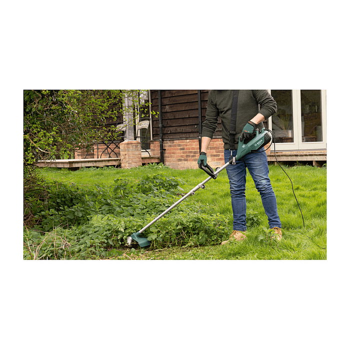 Bosch Desbrozadora y Cortabordes AFS 23-37, 1000 W, 3,7 cm de Corte, 2 en 1 con Cuchilla e Hilo, Color Verde, para Jardinería