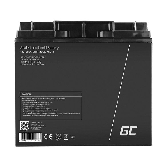 Green Cell AGM10 Batería Estacionaria VRLA Plomo Ácido Sellada 20000mAh 12V Universal Color Negro