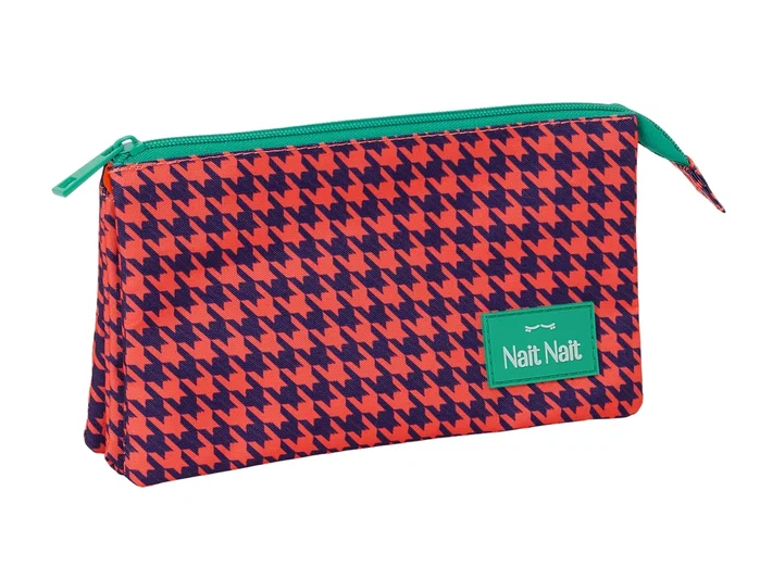 Safta Estuche Portatodo Triple Nait Nait Pata de Gallo Coral Safta Estuche Portatodo Triple Nait Nait Pata de Gallo Coral