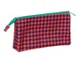 Safta Estuche Portatodo Triple Nait Nait Pata de Gallo Coral
