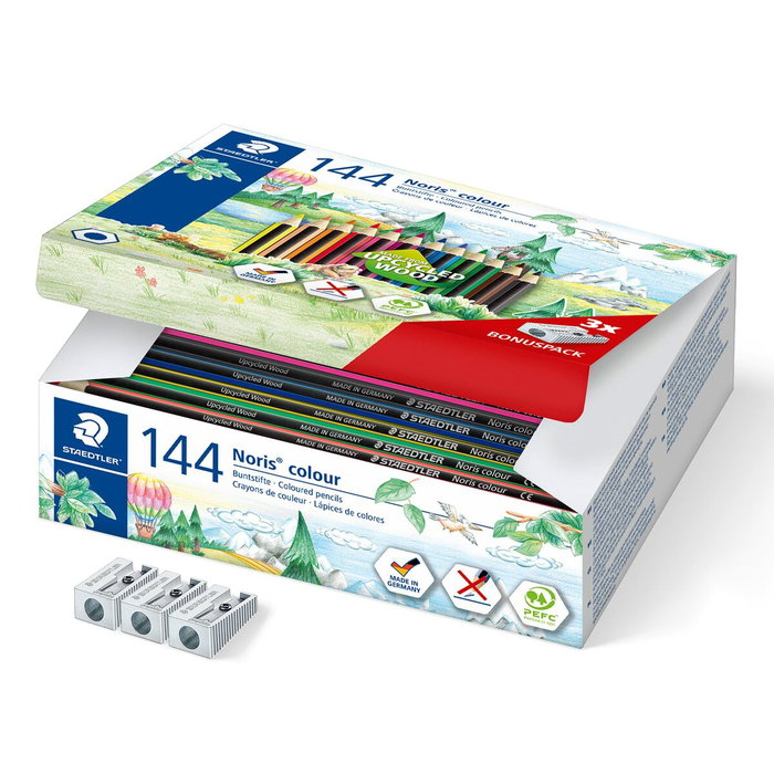 Staedtler Lápices de Colores Wopex Ecológico Estuche 144 Colores con Regalo de Afilalápices