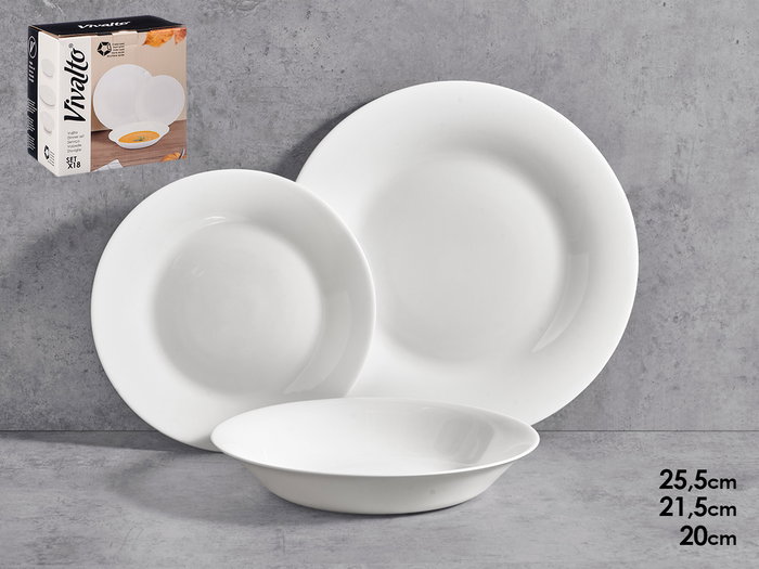 Vivalto Set Vajilla Lisa Opal 18 Piezas Blanco 26x27x17 cm (Set de 2) Vivalto Set Vajilla Lisa Opal 18 Piezas Blanco 26x27x17 cm (Set de 2)
