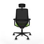 Silla de oficina Mardos con mecanismo Sincro/Traslack tapizada con Tela color Pistacho y malla color Negro. Equipada con lumbar 1D, Brazos 2D, Cabecero 2D y Ruedas 65mm nailon