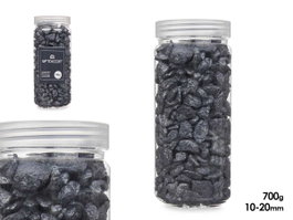 GIFTDECOR Bote de Piedras Decorativas Metalizadas 10-20 mm Negro 700g