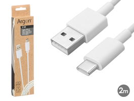 Argon Cable USB A C Blanco 2M 16x2x4.5 cm (Set de 24)