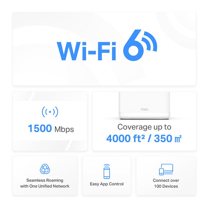 Mercusys HALO H60X Sistema WiFi Mesh Wi-Fi 6 Doble Banda (2 Unidades)