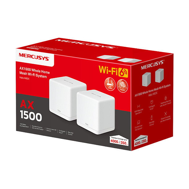 Mercusys HALO H60X Sistema WiFi Mesh Wi-Fi 6 Doble Banda (2 Unidades)